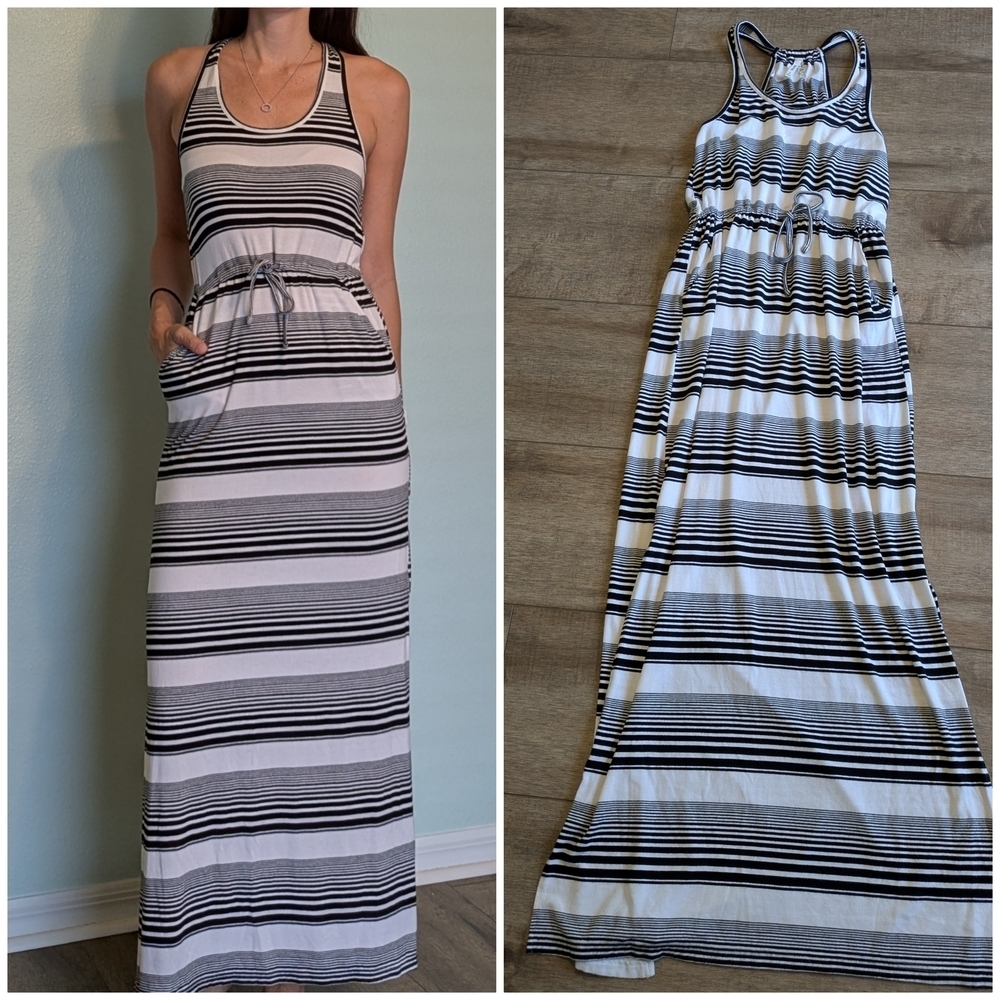 Mudd Black and White Striped Maxi Dress